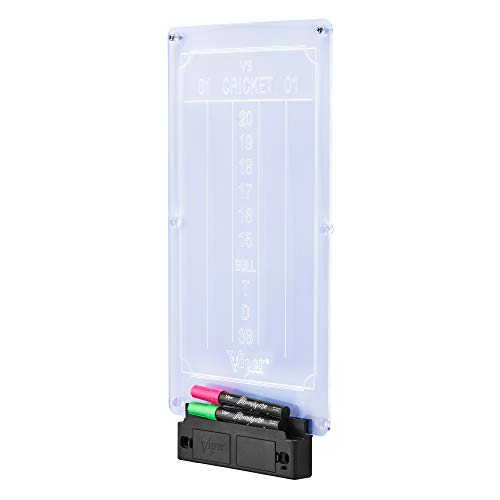 Viper Illumiscore Plus+ See-Through Illuminated Back-Lit Dry Erase Dart Scoreboard, Large (19.50" L x 10.00" W), Black