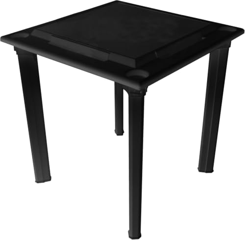 Bene Casa - Indoor & Outdoor Domino and Game Table Includes Domino and Scrabble Tile Racks and Cup Holders - Table Legs are Removable for Easy Storage - Mesa de Juego (Black) - color: Black
