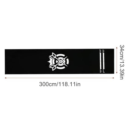 Dart Board Mat for Floor, 34x300cm Anti-Slip Crystal Velvet with Throw Line, Protective Dart Rug, Darts Distance Mat, for Leisure Area Game Room Recreation Center Office Break Room - color: Black and white