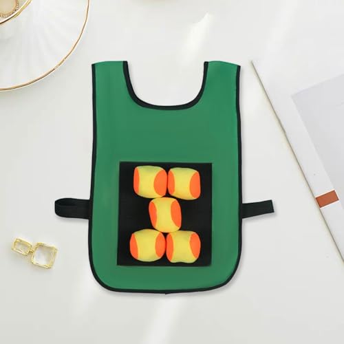 Dodgeball Game Toss Soft Toy Balls Playground Game Toy Sticky Ball Vest Target Ball Vest for Camping Indoor Backyard Outside - color: green and kids