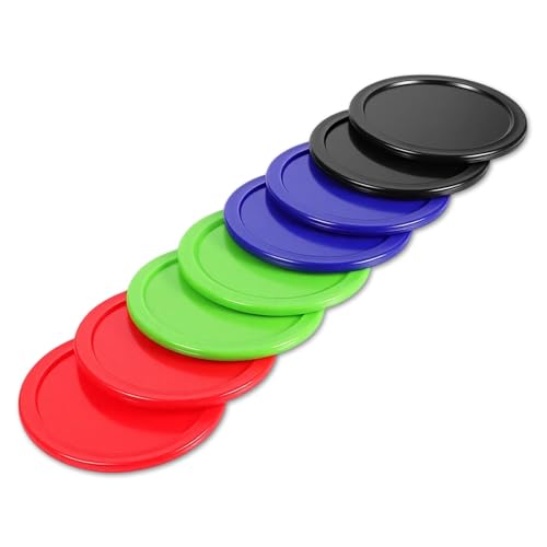 2.5 Inch Hockey Pucks, 8 Pcs Air Hockey Pucks Set Durable Puck for Air Hockeys Table - color: Black, red, green, blue