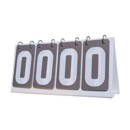 harayaa Sports Scoreboard Flip Number Score Board Lightweight Tabletop 4 Digit Scoring Counter PVC Construction Suitable for Basketball Football Table Tennis