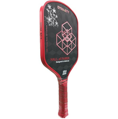 Dynasty Heavyweight/Feather T700 Triple-Layer Raw Carbon Fiber + Friction Surface 16mm Aero *Gen 3.5 All-Court Power Pickleball Paddle* / Hall of Famer 18K *Control+Spin* - color: Hall of Famer 18K Red Crimson