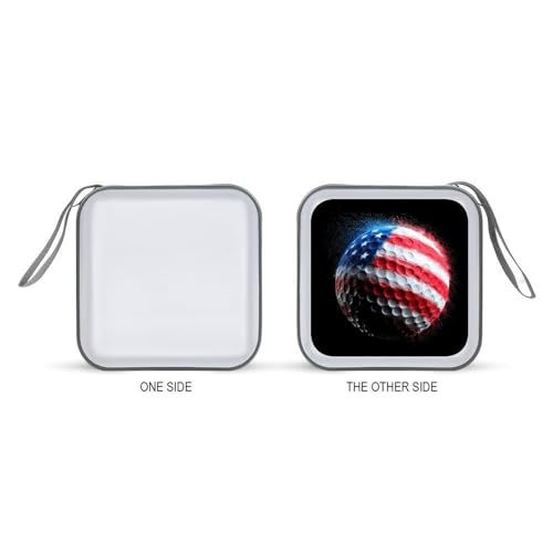 Bold And Bright Patriotic Golf Ball CD Case DVD Storage Case Portable for Car Home Travel