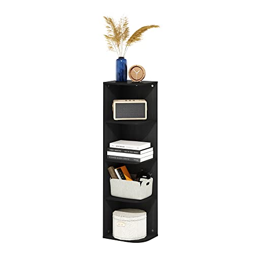 Furinno Pasir 4-Tier Corner Open Shelf Bookcase, Blackwood - color: Blackwood, size: 4-Tier Corner