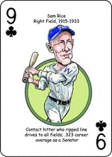 Washington Baseball Heroes Playing Cards for Nationals & Senators Fans