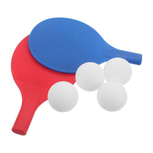 1 Set Portable Table Tennis Racket Set for Kids, Red Blue Plastic Paddles with 4 Balls, for Backyard, Beach, Travel, Camping & Family Gatherings