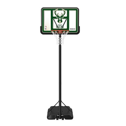 Lifetime NBA Milwaukee Bucks Portable Basketball Hoop, Adjustable Height 7.5-10 Ft, 44 Inch Shatterproof Fusion Backboard, Base with Wheels - color: Milwaukee Bucks