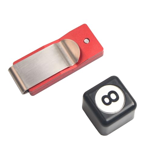 LAKE OF FIRE Chalk Holder Pool Billiards, Pool Cue Chalk Holder with Magnetic Belt Clip Snooker Billiard Accessories - color: Red, style: Square