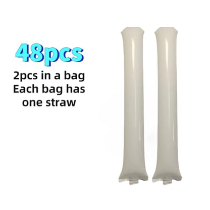 48pcs Round Head Boom Sticks Thunder Sticks Cheering Sticks Team Spirit Plastic Cheerleading Spirit Stick Clapper Inflatable Noise Maker Sports Supply (White) - color: White
