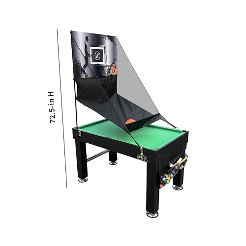 KICK Morpheus 55" 5-in-1 Multi-Game Table – Foosball, Billiards/Pool, Ping Pong, Glide Hockey, and Basketball - color: Black