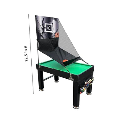 KICK Morpheus 55" 5-in-1 Multi-Game Table – Foosball, Billiards/Pool, Ping Pong, Glide Hockey, and Basketball - color: Black
