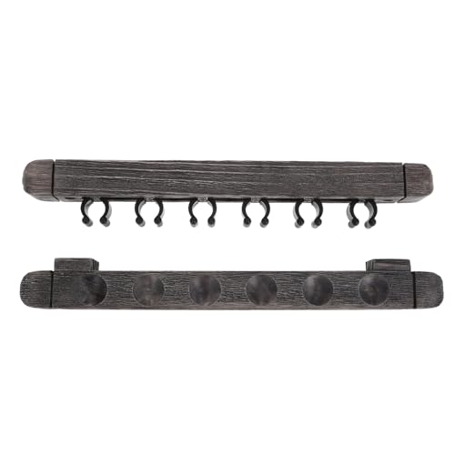 Toyvian Wall Mounted Pool Cue Holder and Solid Wood Cue Rack, Silver Gray Billiard Stick Storage Stand with 6-cue Capacity for Game Room and Playroom Billiards Accessories