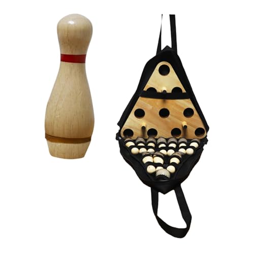 Simhoa Shuffleboard Bowling Pin Set Wooden Bowling Set Equipment with Storage Bag Desktop Bowling Toy for Birthday Gifts Sports