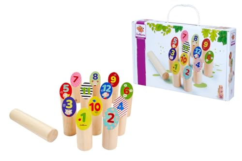Eichhorn Throwing Game Sticks - 13 Colourful Wooden Building Blocks Made of Pine Wood - for Children from 3 Years - Indoor & Outdoor Wooden Throwing Game