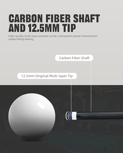 CRICAL Carbon Fiber Pool Cue Stick 58" Billiard Cue Sticks Professional Low Deflection Pool Sticks with 3/8 * 8 Pin Joint and 12.5mm Tip - color: 006-CLPro2