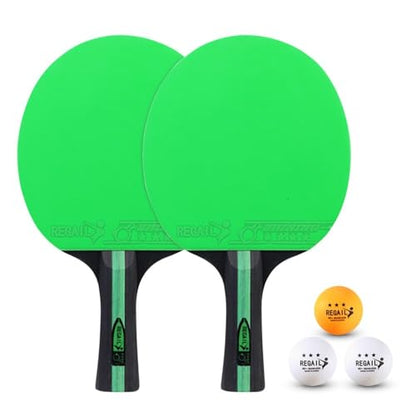 2 Pack Table Tennis Sets with 3 Balls and Carry Bag – Beginner Paddles for 2 Players, Durable Polar Wood Rackets and Zippered Case - color: Green B