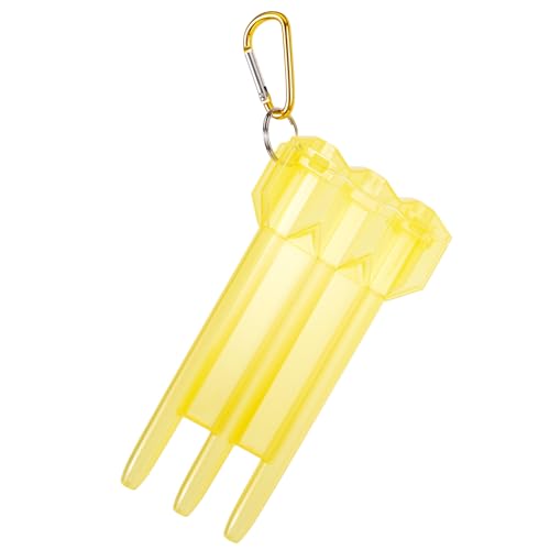 FOMIYES Hard Case Darts Carrying Case with Lockable Yellow Plastic Shell and Carabiner, Lightweight Wear-resistant Darts Storage Box for Outdoor and Indoor Use