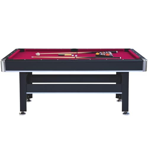 6-Foot Outdoor Pool Table with Red Felt - Multi Game for Family Gatherings and Parties