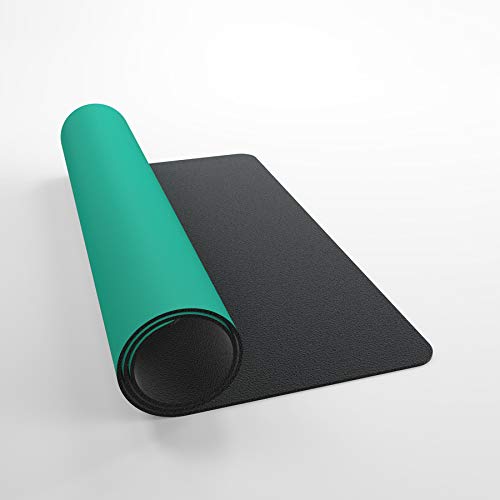 Gamegenic Prime Playmat – Petrol Color, 61 x 35 cm Soft Cushioned Natural Rubber Playmat with Anti-Slip Back & Silver Foil Logo, Premium Surface for Card Games, Dice, and Desk Protection - color: Petrol