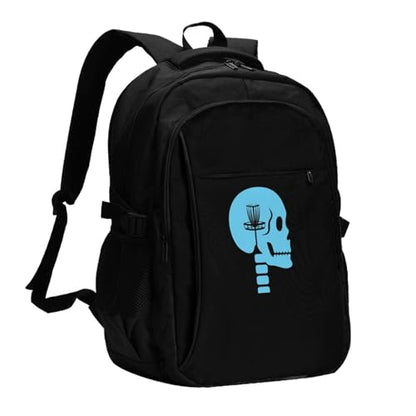Disc Golf On The Mind Travel Backpack, Extra Large 50L Laptop Backpacks for Men Women, College Backpacks Work Bag with USB Charging Port Fits 17 Inch Computer, Black