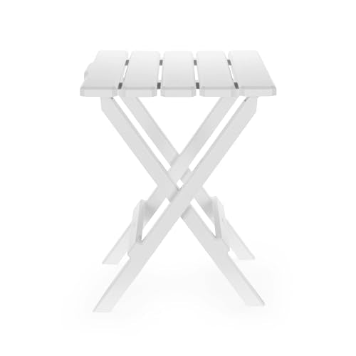 Camco Adirondack Style Folding Plastic Large Table with Footrest Design and Easy to Setup Construction for Indoor or Outdoor Use, White