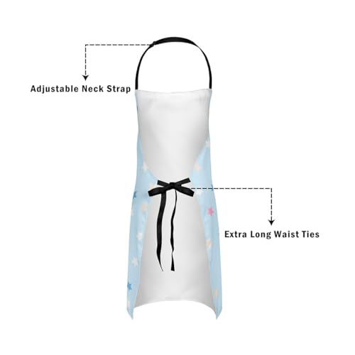 Manfei Blue Bowknot Kids Kitchen Apron - color: Colorful