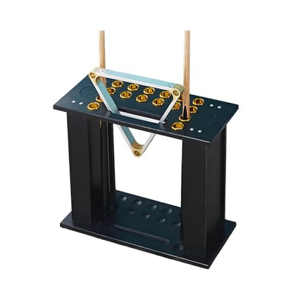 Portable Billiard Cue Holder,Freestanding Pool Cue Display Rack,can Hold Billiard Balls and a Tripod,for Game Room Club(Black) - color: Black