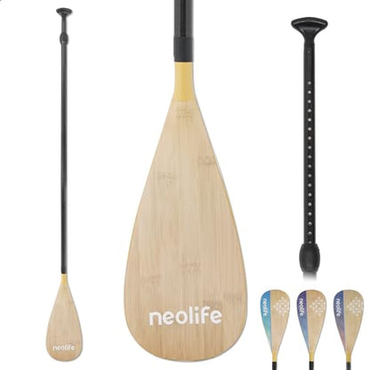 SUP Paddleboard Paddle with Carbon Fiber Shaft and Enhanced PP Blade, Adjustable Stand Up Paddle Board Paddle, 66-82" (170-210 cm), Bamboo Pattern Series - color: Bamboo Pattern