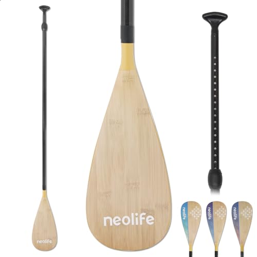SUP Paddleboard Paddle with Carbon Fiber Shaft and Enhanced PP Blade, Adjustable Stand Up Paddle Board Paddle, 66-82" (170-210 cm), Bamboo Pattern Series - color: Bamboo Pattern