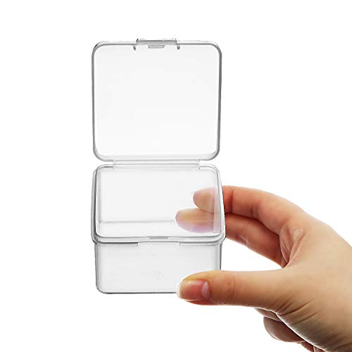 SATINIOR 24 Packs Small Clear Plastic Beads Storage Containers Box with Hinged Lid for Storage of Small Items, Crafts, Jewelry, Hardware (2.48 x 2.48 x 1.57 Inches) - size: 2.48 x 2.48 x 1.57 in