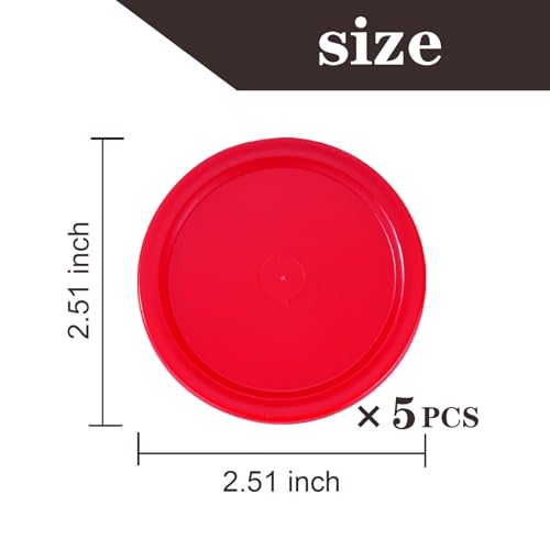 Pack of 5 Red 2-inch Mini Air Hockey Table Pucks - size: 2.5-inch