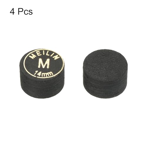 PATIKIL Pool Cue Tips Multiple Layer Pool Billiard Cue Tips Laminated Glue-on Snooker Stick Tip Billiard Accessories - size: 14mm, style: Medium