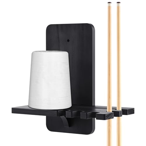 Geelin Wall Mounted Cone Chalk Holder, Wood Pool Hand Chalk Holder with 5 Cue Grooves, Billiards Pool Table Accessories, Billiard Room & Bar(Black,Classic Style) - color: Black, style: Classic Style