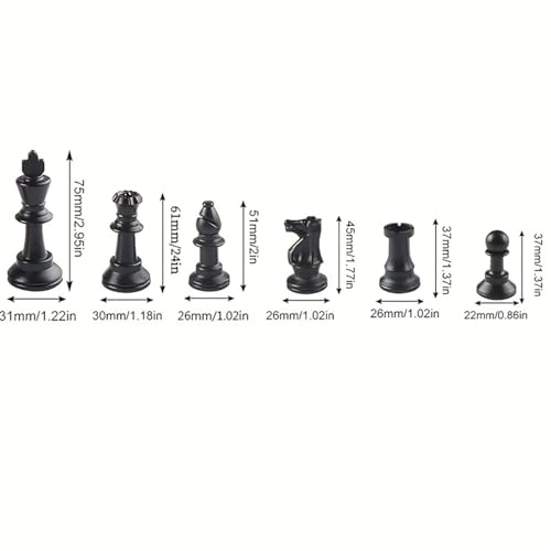 32 Plastic Chess Pieces Set - Black & White Chessmen for 15-20 Inch Boards, Felt Bottom, with Drawstring Storage Bag - Ideal for Beginners & Chess Enthusiasts-No Board Included (2.95inch/7.5cm) - size: 2.95inch/7.5cm