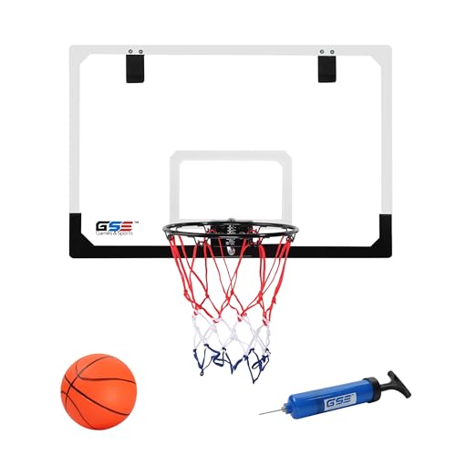 GSE Games & Sports Expert Over-The-Door Basketball Hoop with Basketball & Pump, Wall-Mounted Basketball Hoop Set with Complete Accessories for Home & Office (Several Style Choice) - style: Large