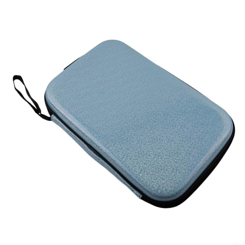 EVA Hard Shell Table Tennis Racket Bag, Waterproof Pong Paddle Case with Elastic Straps, Large Capacity Storage for 2 Rackets and Balls, Portable Carry Handle - size: blue