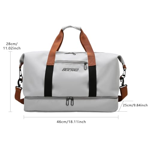 Portable Waterproof Gym Bag, Weekender Travel Bag,With Shoes Compartment (Black) - color: Black