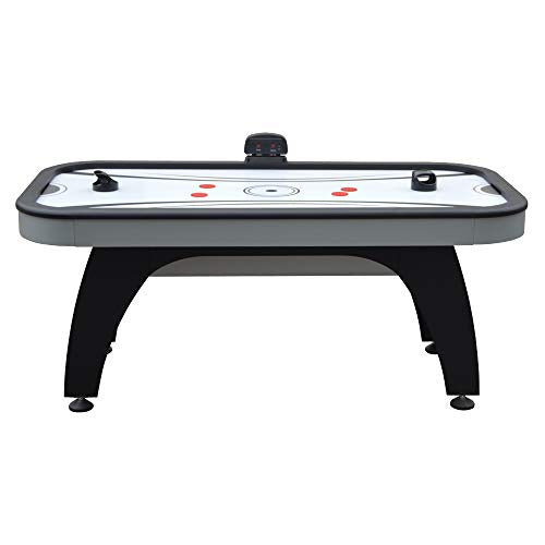 Hathaway Silverstreak 6 Ft Air Hockey Table for Home Game Room - With LED Scoring, High-Output Blower, Scratch-Resistant Surface, Strikers & Pucks - Black Finish