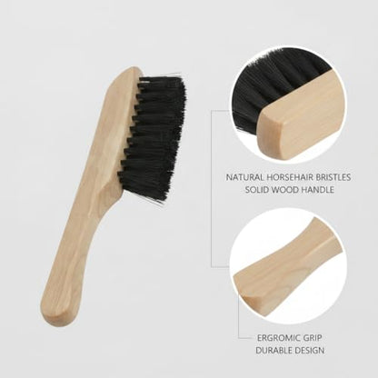 Billiard Table Brush Set, Natural Horsehair Bristles with Wood Handle for Pool Table Felt, 2-Pack - size: 9.06 x 2.76 x 1.38 in