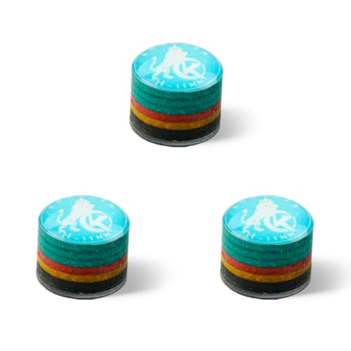 KONLLEN Pool Cue Tips 9 Layers Rainbow Billiards Tip (Hardness SX/SS/S/M/MH/H) (Size 11mm/14mm) Pool Cue Tip with Transparent Gasket Billiards Cue Accessories - color: H-Skyblue 3pcs, size: 11mm