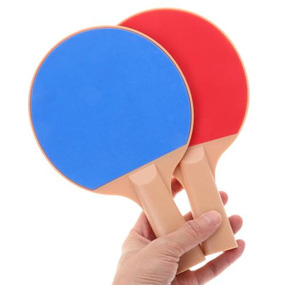 Healeved Table Tennis Set Plastic Paddles and Elastic Yellow Balls, Outdoor Table Tennis Racket Kit Long Handle, 2pcs Ping Pong Equipment for Recreational Play