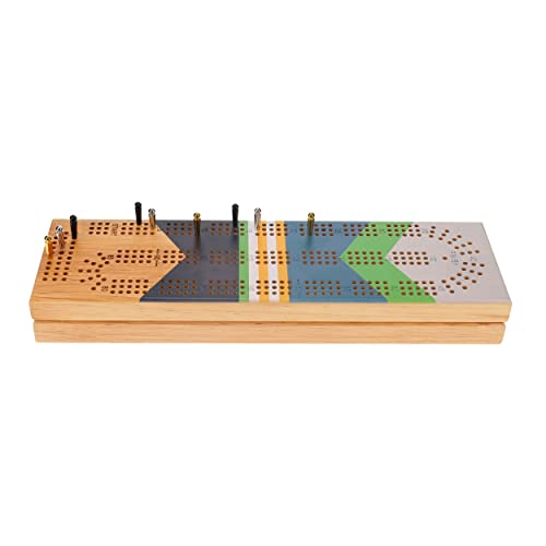 Pacific Shore Games Canoe Cribbage Board Game Set, Placid Nautical Print, Continuous 3 Track Travel Cribbage Boards Unique, Wooden Board Games for Adults, 9 Metal Cribbage Pegs, 12 Inches - style: Placid