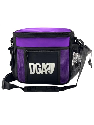 DGA Starter Disc Golf Bag (Purple) – Lightweight, Durable Bag for 8-10 Discs – Adjustable Shoulder Strap, Putter Pocket, Valuables Storage, Compact Disc Golf Bag - (Discs not included)