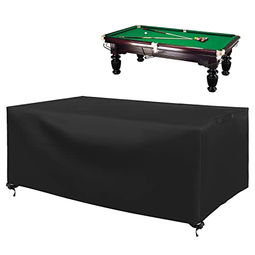 CHINCHILLA 7/8/9 ft Pool Table Cover, Waterproof Sunscreen Billiard Cover Polyester Fabric ，for Snooker Billiard Table Cover - color: Black, size: 7FT- (92"L x 52"W x 33"H)