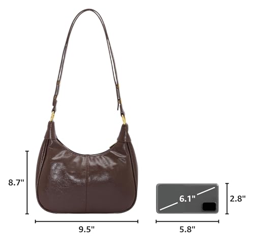 Shoulder Bags for Women Small Hobo Bags Crescent Shaped Cute Retro Tote Handbag Mini Clutch Purse with Zipper Closure - color: Brown Vegan Leather