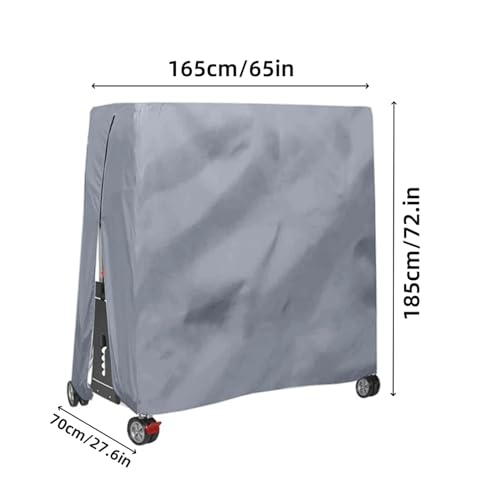 Table Tennis Cover, Outdoor/Indoor Waterproof Dustproof Sunscreen Ping Pong Table Cover Fits Folding Tables All Weather Protection 5.4*2.3*6.1ft（Gray）