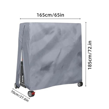Table Tennis Cover, Outdoor/Indoor Waterproof Dustproof Sunscreen Ping Pong Table Cover Fits Folding Tables All Weather Protection 5.4*2.3*6.1ft（Gray）