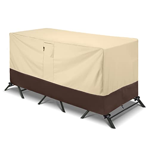 Arcedo Patio Bistro Cover, Waterproof Outdoor Furniture Cover, Heavy Duty Patio Bar Table and Chairs Covers, 80"L x 32"W x 30"H, Beige & Brown - size: Bistro: 80"L x 32"W x 30"H, style: Bistro