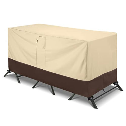 Arcedo Patio Bistro Cover, Waterproof Outdoor Furniture Cover, Heavy Duty Patio Bar Table and Chairs Covers, 80"L x 32"W x 30"H, Beige & Brown - size: Bistro: 80"L x 32"W x 30"H, style: Bistro
